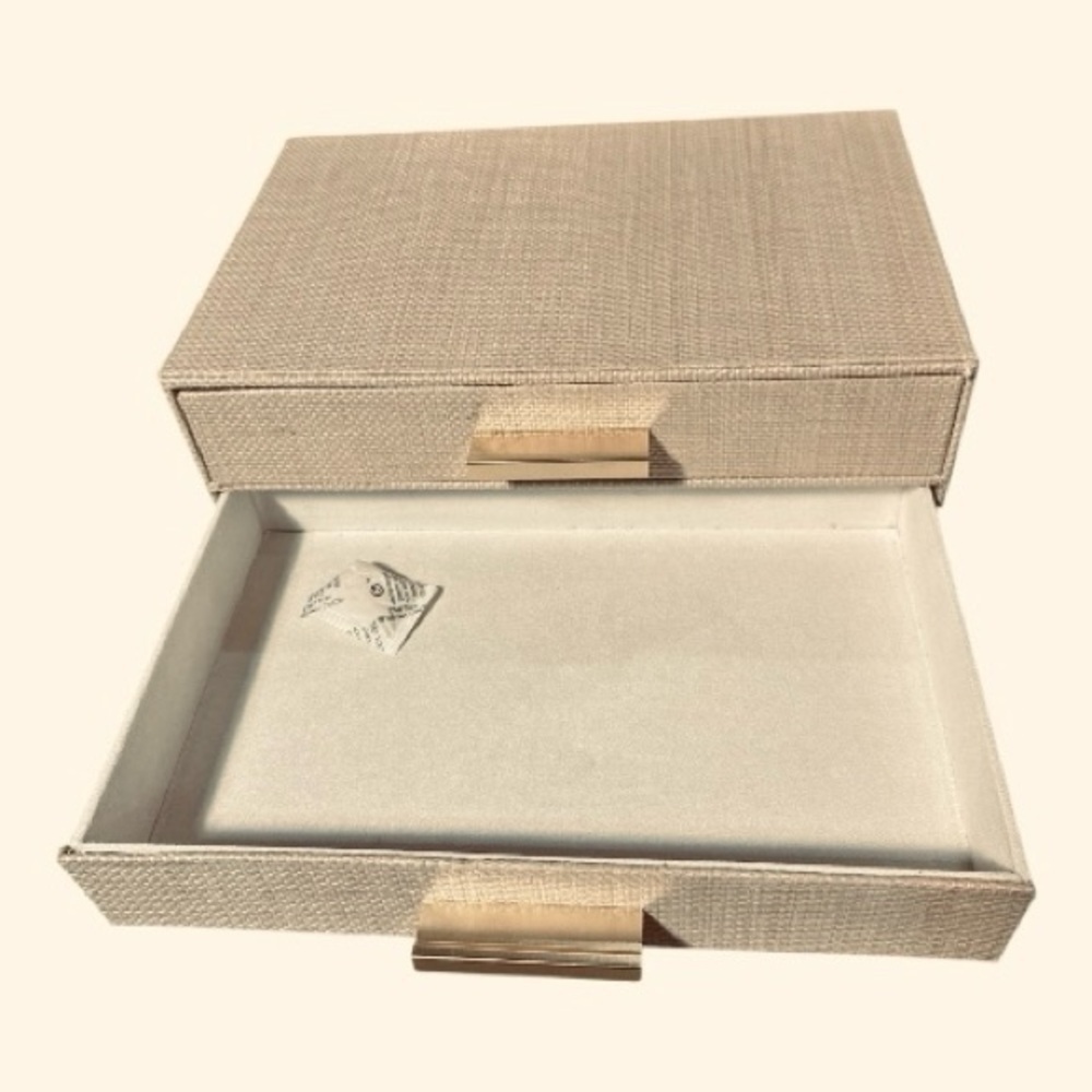 NWT Beige 2-Drawer Jewelry Organizer with Gold Handles – 11”x7”x4” - Picture 12 of 12